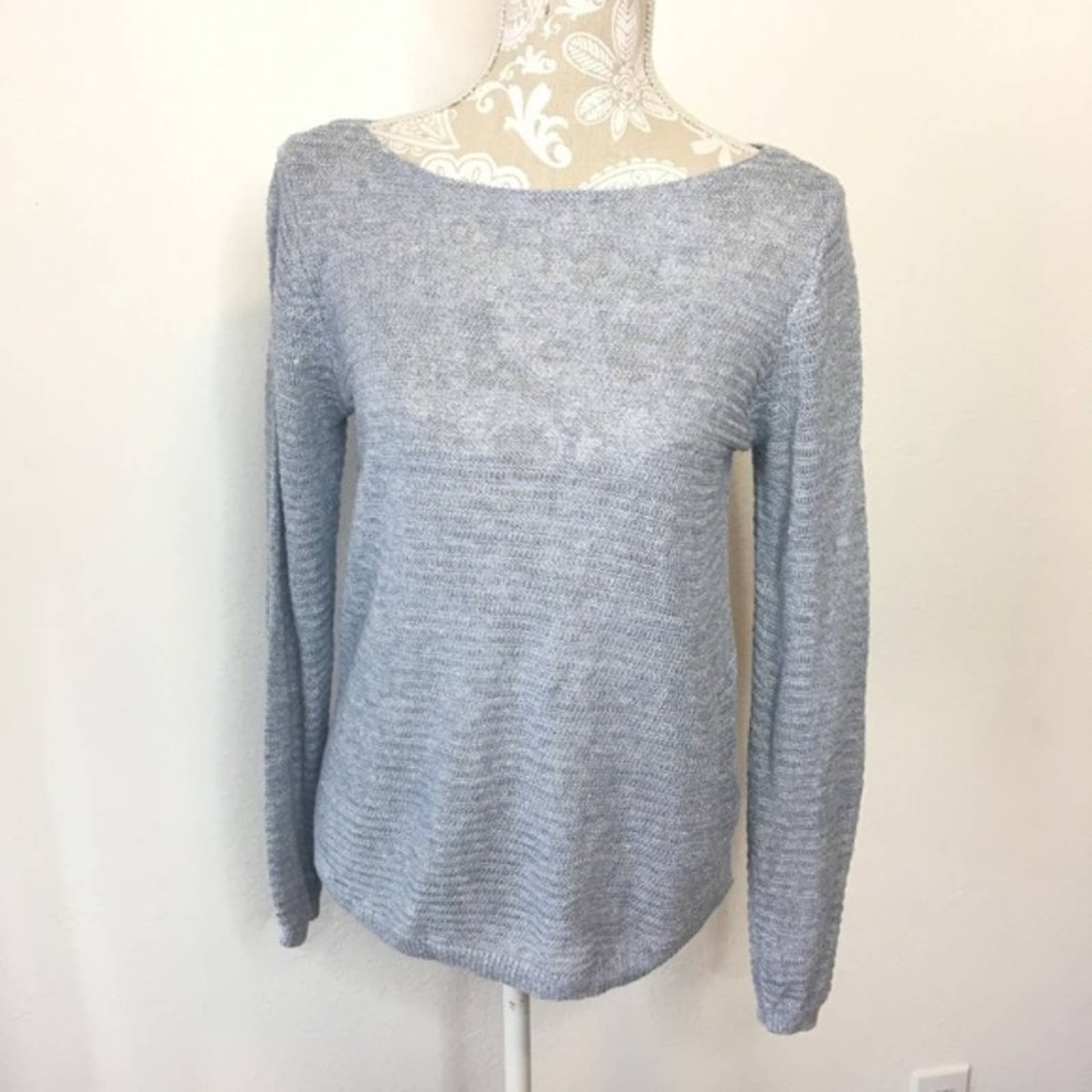 St. Tropez West Linen Open Knit Sweater Top S 1180